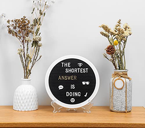 G GAMIT Round Felt Letter Board Message Sign - 10x10 inches Message Board with 465 Changeable White&Golden Letters,Numbers,Cursive Words and Stand for Party,Baby Announcement,Wedding,Pregnancy,Wall&Tabletop Decor (Black)