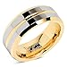 100S JEWELRY Tungsten Rings for Mens Wedding Bands Gold Silver Two Tone Grooved Center Line Size 6-16