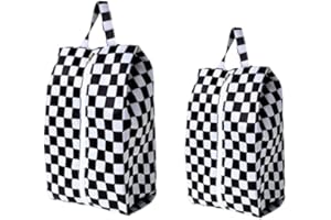2 Pack Checkered Shoe Bags For Travel Waterproof Zippered Shoe Organizers Storage With Handle Travel Essentials Accessories, 