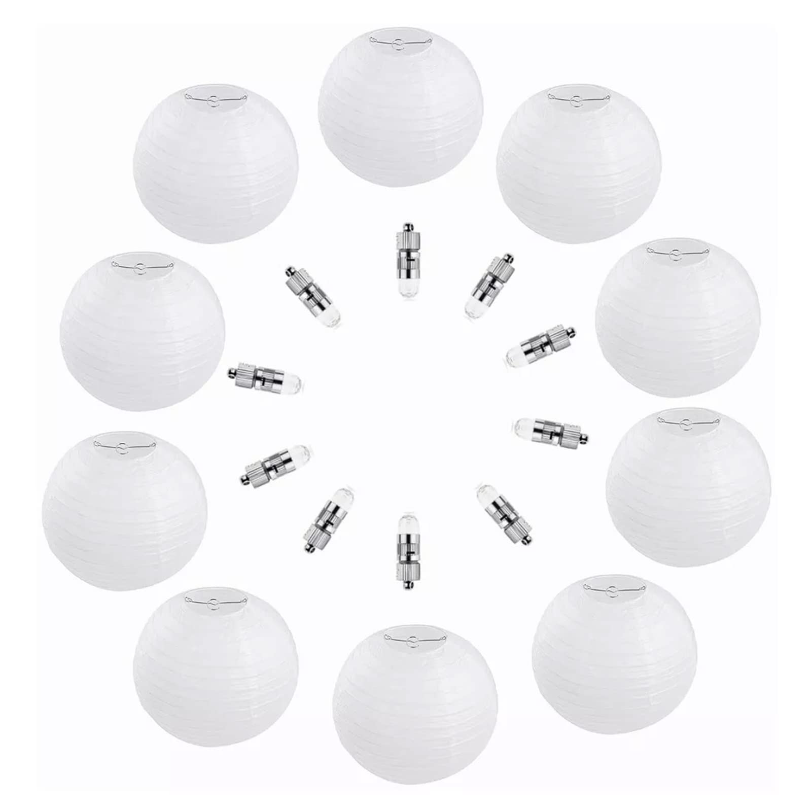 Topyond Chinese White Paper Lantern Decorative Round Paper Lanterns with 10 LED Lights,Hanging Lanterns,Wide Range Of Applications,Sky Lanterns,for Wedding, Christmas, and Party Decor