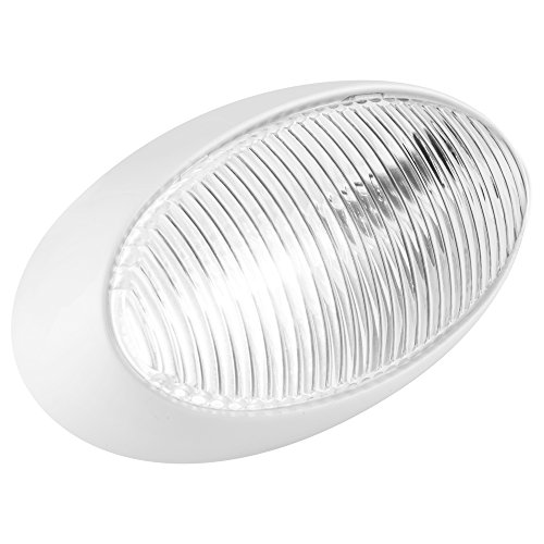 image for Lumitronics RV 12V Oval Porch Utility Light - Clear & Amber Lenses (Wh