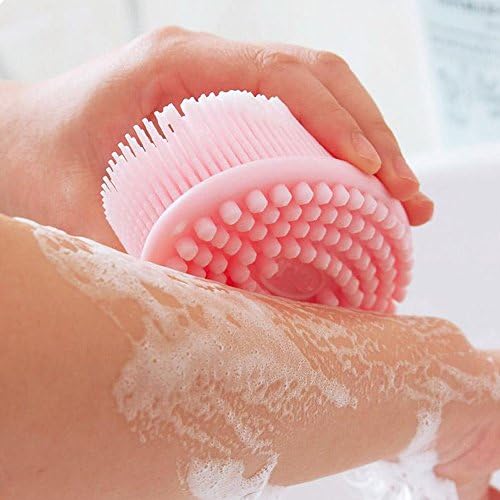 Vieschen Super Soft Silicone Brush Massaging Brush Shampoo Bathing Massage Brush Body Cleansing Comb 1 PC (pink color)