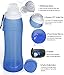 Lumenon Set of 2 Collapsible Silicone Water Travel Camping Bottles- Sports Camping Canteen 550ml 18.9oz. - Easy to Clean and Store