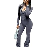 watersouprty Women's 2 Piece Outfits Tracksuit Sets Bodycon Long Sleeve Zip Up Jacket flares Jogger Matching Sweat Pants Set