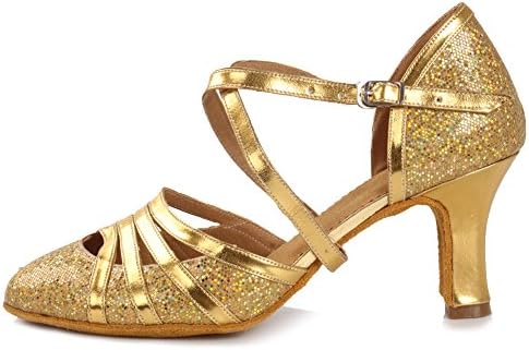 HROYL Women Dance Shoes C5-W12 Leather Latin/Chacha/Samba/Modern/Jazz Dance Shoes