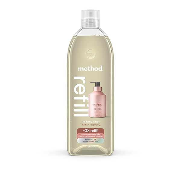 METHOD GEL HAND SOAP REFILL, VANILLA + RASPBERRY, BIODEGRADABLE FORMULA, 34 FL OZ (PACK OF 1) (PACKAGING MAY VARY)