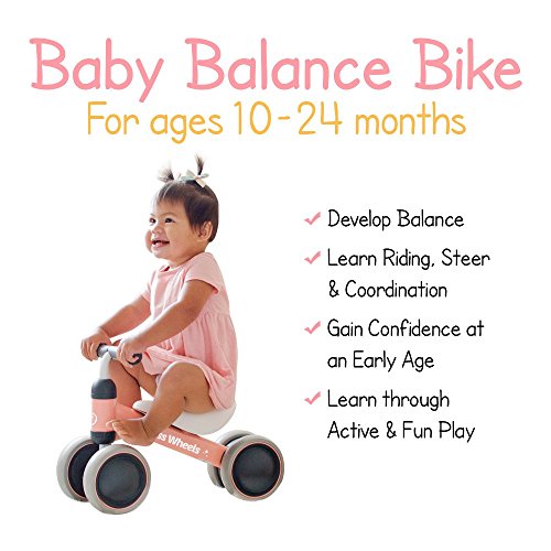 Ashtonbee Baby Balance Bike - Indoor Outdoor Pink Bicycle for Children Ages 10-24 Months