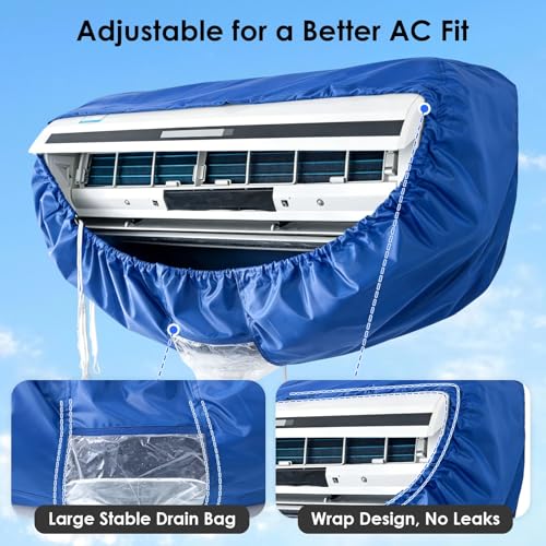 ZSPLIT-MAIR Kit pulizia condizionatore 360° professionale per climatizzatore split e condizionatori a parete, telo pulizia con accessori per una pulizia facile in casa (Blu Scuro, XL)