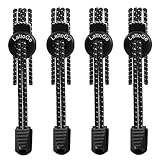 LattoGe (2 PACK) Elastic Shoelaces No Tie Shoe Laces Trim-To-Fit Design For Basketball,Tennis Shoes,Football, Soccer,Baseball Cleats,Hiking Boot (Black)
