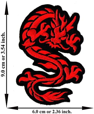 Dargon Size S Colur Red Embroidered Applique Iron on Patch T-shirt Cap Jeans Bag