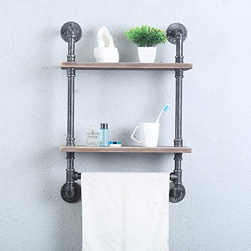 Industrial Pipe Shelf Bathroom Shelves Wall Mounted,Rustic Wood Shelf