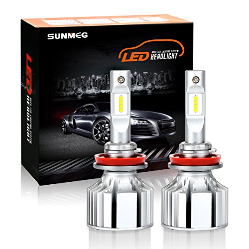 SUNMEG H11(H8,H9) LED Headlight Bulbs, 360 Degree Adjustable Beam Bulbs, Fog Light Conversion Kits Car Driving Lamps Replacement, 60W 8000 Lumen (6000K Cool White), 2 Yr Warranty SUNMEG H11(H8,H9) LED Headlight Bulbs, 360 Degree Adjustable Beam Bulbs, Fog Light Conversion Kits Car Driving Lamps Replacement, 60W 8000 Lumen (6000K Cool White), 2 Yr Warranty