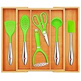 Bamboo Kitchen Drawer Organizer and Utensil Holder - Expandable Cutlery Tray for Kitchen Utensils, Flatware and Silverware by Royal Craft Wood