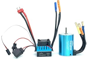 KingVal Replacement 3650 5900KV Sensorless Brushless Motor Shaft 3.175mm with 60A Brushless ESC Compatible with 1/10 RC Car