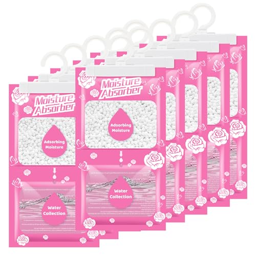 Boadw 10 x 230g Hanging Dehumidifier with Fragrance, Moisture Absorbing Closet for Basements, Bedrooms, Bathrooms, Anti-Moisture, Anti-Mildew, Deodorizing Deodorizing Bag - Rose Scent
