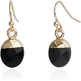 14K Gold Plated Handmade Natural Gemstone Dangling Drop Earrings for Women