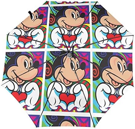 Windproof Travel Umbrella Mickey Mouse Compact Folding Umbrella Automatic Open/Close