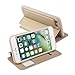 Nouske Swipe Case for iPhone 7 iPhone 8 with Stand/Window View/Magnetic Closing/TPU Bumper/Flip Full Cover Gold