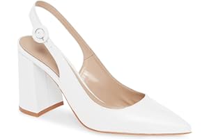 Junayuan Women's Pointed Toe Block Heel Pumps Slingback Chunky Heel Slip On Work Party Dress Shoes