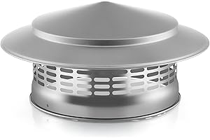 Fardtry 8 Inch 304 Stainless Steel Chimney Cap, Round Chimney Cover with Screen, Stove Pipe Topper for Exterior Fireplace Flue, Furnace Vent (Silver)