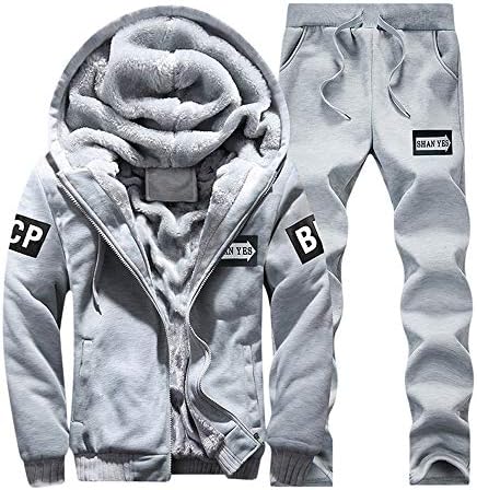 Simayixx Tracksuit Sets for Men 2 Piece Plus Size Autumn Winter Zipper Sweatshirt Sport Suit Jacket Sweatpants