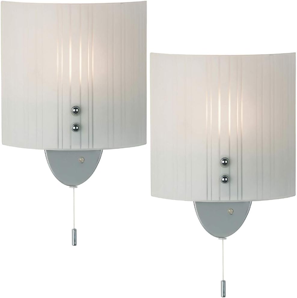 2 Pack 60W E14 100mm Over Hang Pull Cord Wall Light Stripe