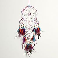 Yingzia Dream Catcher Handmade Natural Feathers Wall Hanging Decoration Ornament Craft for Car Kids Bedroom Home Decor (#1)