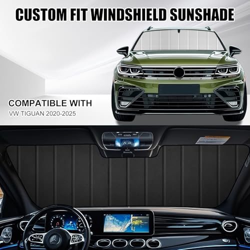 Sun Visor for VW Tiguan 2020-2025 Foldable Front Windshield Interior Thermal Insulation UV Protection Privacy