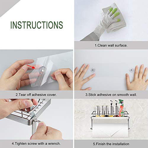 Carry360 Adhesive Paper Towel Holder Shelf,Wall Mounted Paper Towel Holder Basket for Kitchen,Shower Bathroom & Balcony,Rustproof,No Drilling,SUS 304 Stainless Steel - Thumbnail 3