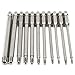 Tonsiki 11pcs 1/4 Inch Hex Shank T6-T40 4 Inch Length S2 Steel Hex Torx Security Head Drill Screwdriver Set Bits