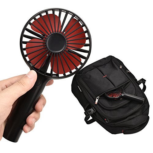 YIHUNION Mini Handheld Fan Portable, Hand Held Personal Fan Rechargeable Battery Operated Powered Cooling Desktop Electric Fan with Base, 2500mAh Battery 4 Modes for Home Office Travel Outdoor (Black) - Thumbnail 5