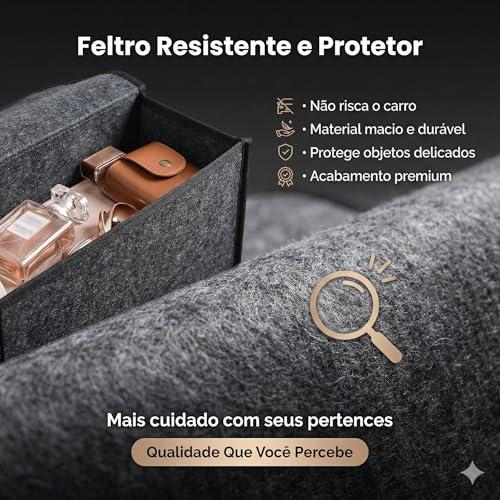 Organizador De Porta-Malas Premium Em Feltro Cinza, Grande Capacidade, Antiderrapante, Dobrável, Portátil Com Alça, Para Armazenar Ferramentas, Brinquedos, Acessórios E Viagens, Marca VARENZIA