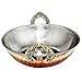 AVS STORES ® Set of 4, Indian Copper Serveware Karahi Vegetable Dinner Bowl with Solid Brass Handle for Indian Food, Diameter- 15 cm (6 Inches), Gold