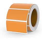 YIKIADA Orange Direct Thermal Labels Vinyl 1 × 2 Inch Self-Adhesive Rectangle Stickers Roll Waterproof Printer Decals Name Tag for QR Code DIY Office Address 500 PCS