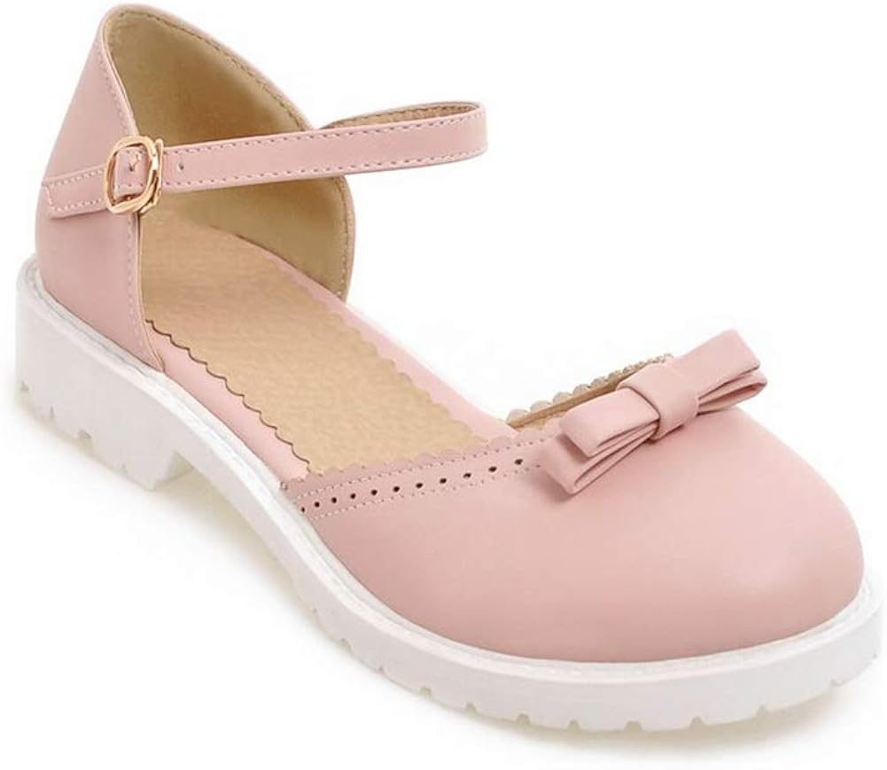 pink round toe pumps