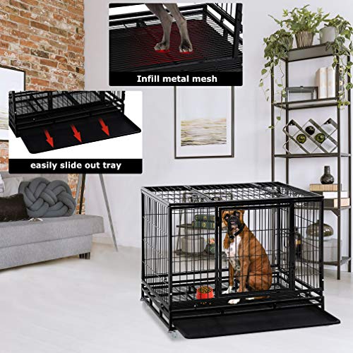dog crate with slide out tray