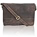 Leather Laptop Messenger Bag Office Briefcase College Bag (Brown Crazy Horse)