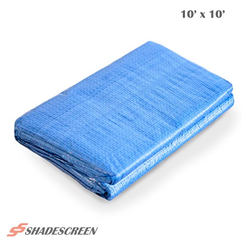 Shade Screen Tarp 10 x 10 Feet Blue Multi Purpose Tarp 5 Mil Thick Poly Tarpaulin UV Resistant for Waterproof Rain Car Boat Shade