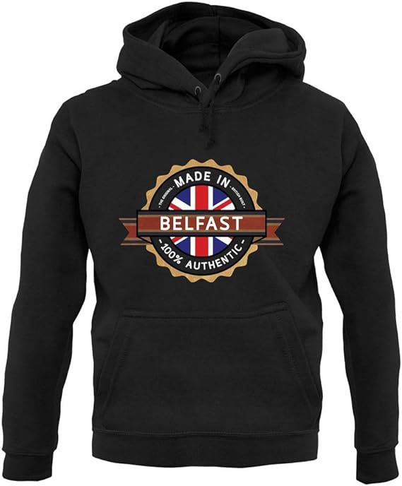Made In Belfast Mens Hoodie Northern Ireland Hometown City Ulster