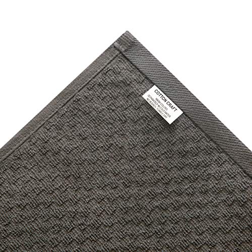 COTTON CRAFT - 12 Pack - Euro Cafe Waffle Weave Terry Kitchen Towels - 16x28 Inches - Charcoal - 400 - //medicalbooks.filipinodoctors.org
