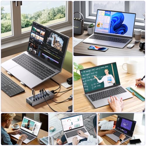 Auusda Laptop 17.3 Inch Notebook, 8GB DDR4 RAM 256GB SSD, 3250C Processor, Fingerprint Sensor, Illuminated Keyboard, Numeric Keypad, Privacy Camera Cover, Lightweight Notebook for School & Office