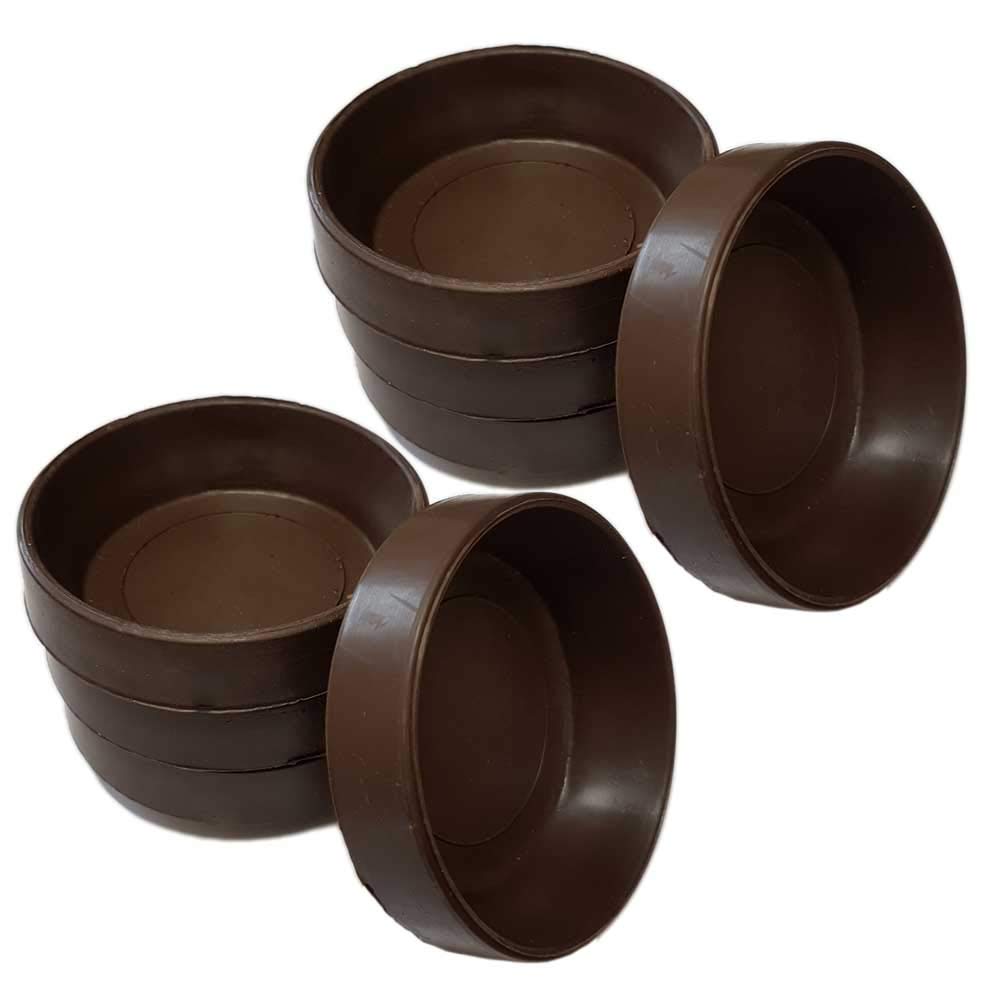 JPB Rubber Castor Cups for Furniture Legs, Floor Protectors to Stop Scratches on Wooden or Laminate Surfaces, Bed Sofa Chair Grippers, Brown 52mm Large 8 Pack