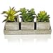 MyGift Set of 3 Realistic Artificial Succulent Plants w/Rustic Style Wood Square Pots & Rectangular Tray