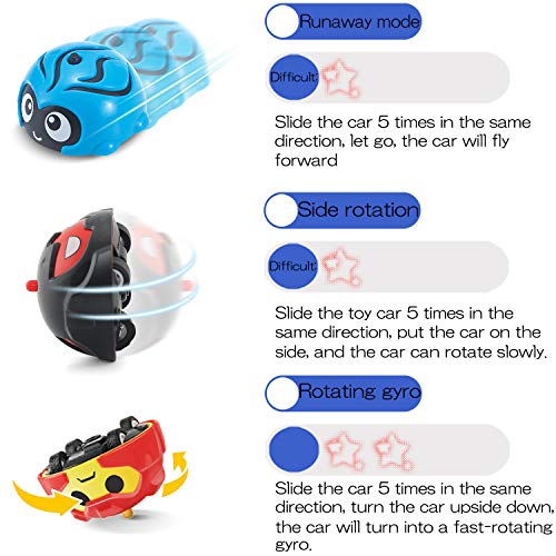 Rancco Kids Spinning Top Car Inertia Vehicles, 4 Pcs Mini Friction Powered Cars Battle Gyro Cars Spinning Top, Various Game Methods