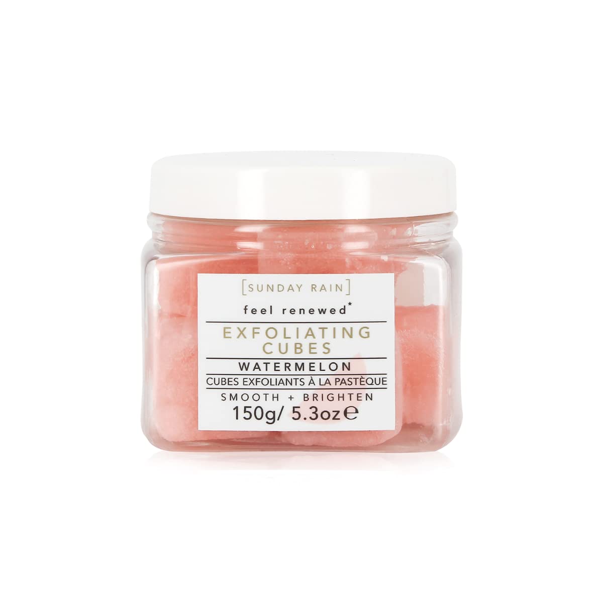 Sunday Rain Feel Renewed Luxury Energising Skin Scrub Exfoliating Cubes for Dry Skin, Vegan & Cruelty-Free, Watermelon Fragrance, 150g