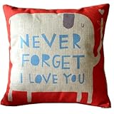 NYKKOLA Animal Style Lovely Cartoon Red Elephant Pass Love Letters Sofa Simple Home Decor Design Throw Pillow Case Decor Cushion Covers Square 1818 Inch Beige Cotton Blend Linen