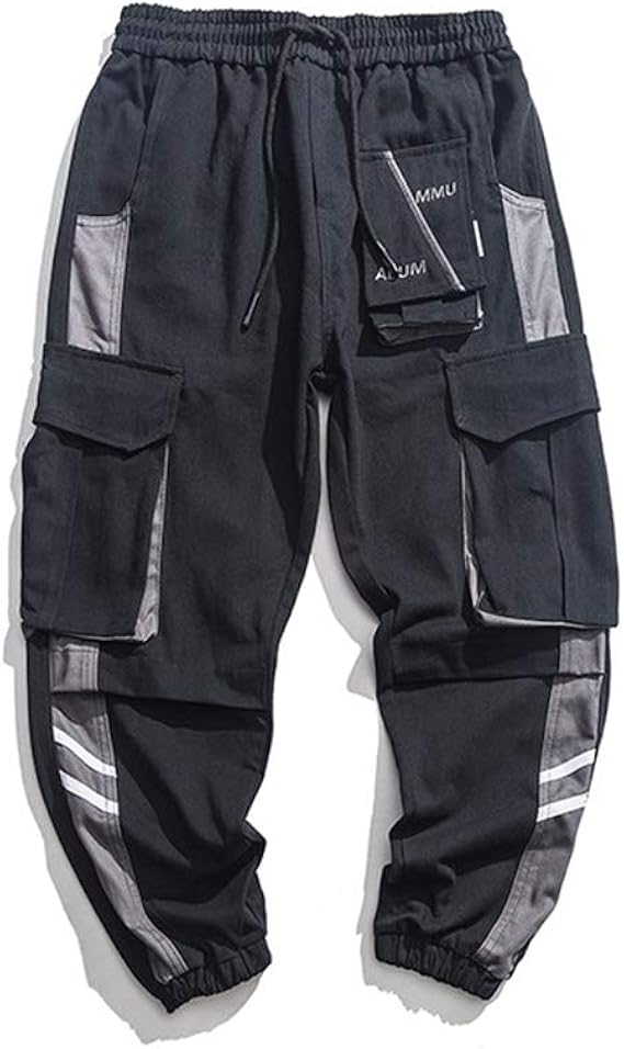 Amazon ズボン カーゴパンツ クライミングパンツ メンズ ロング サイドポケット シンプル 通学 ゆったり L ファッション ゴム アウトドア ストリート ブラック カジュアル かっこいい ロングパンツ 通販