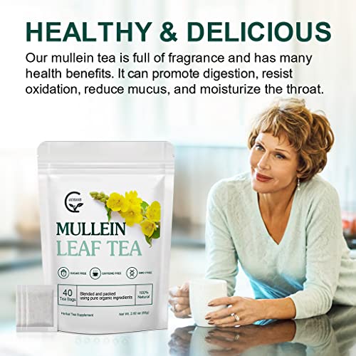 Mullein Leaf Tea Bags Lungs Cleanse and Respiratory Support, Mullein