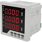 3 Phase Voltage Meter AC 450V, DTM-AV96 Digital Voltmeter 1 LED Display Panel Programmable Voltage Current Frequency Tester