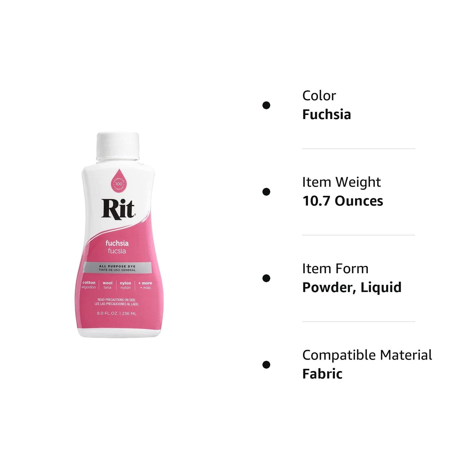 Rit Purpose Liquid Dye 236ml, Fuchsia, 236 Millilitre